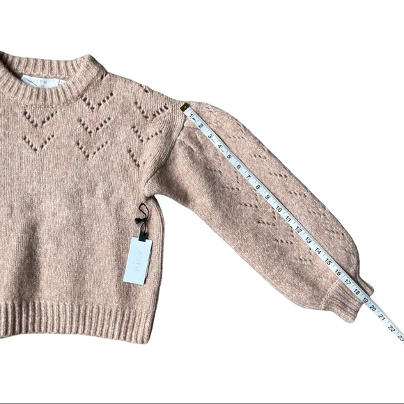 ASTR Pointelle Puff-Sleeve Sweater - Picture 9 of 11